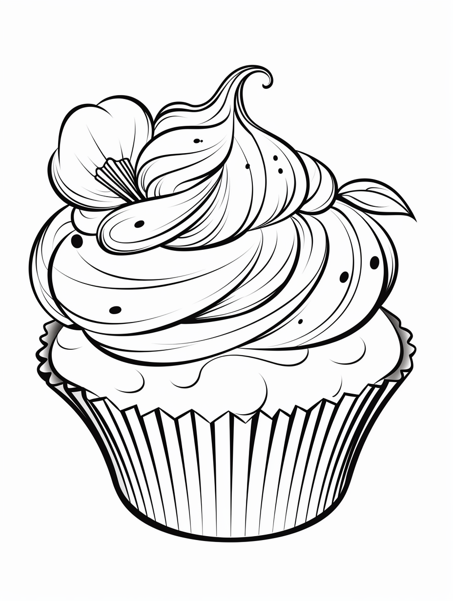 Cute cupcake line art illustration