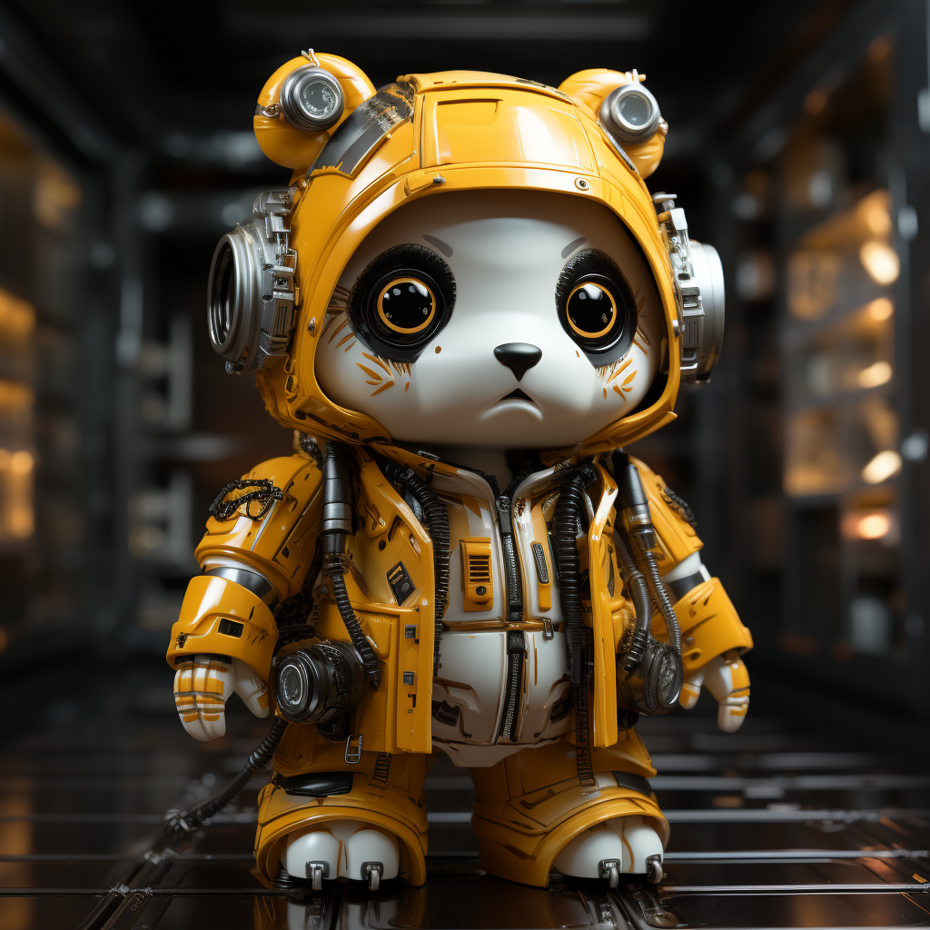 Charismatic yellow and white cyber panda