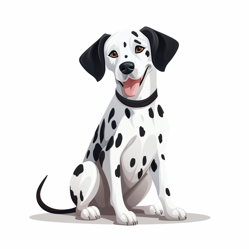 Cute Cartoony Dalmatian Dog on White Background