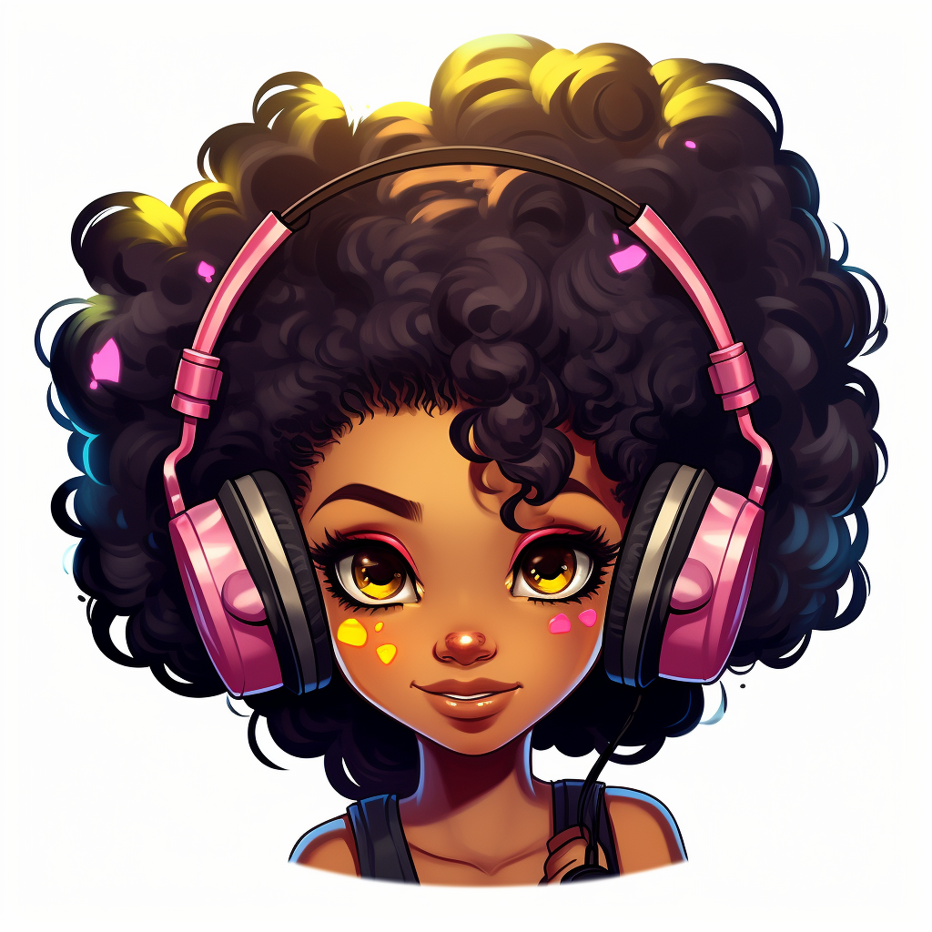 Cute black anime girl with gaming controller