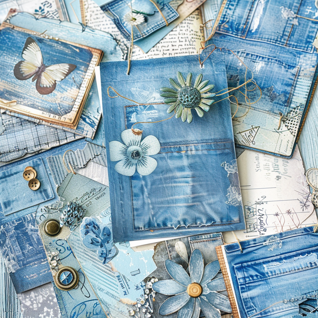 Cute 3D Denim Journal Cards