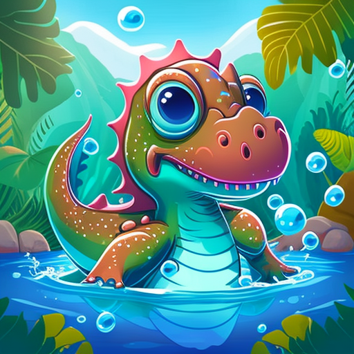 Cute dinosaur enjoying swimming pool playtime