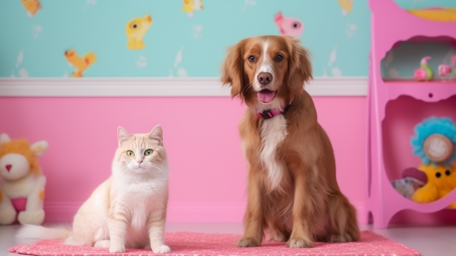 Cute dog and cat at daycare