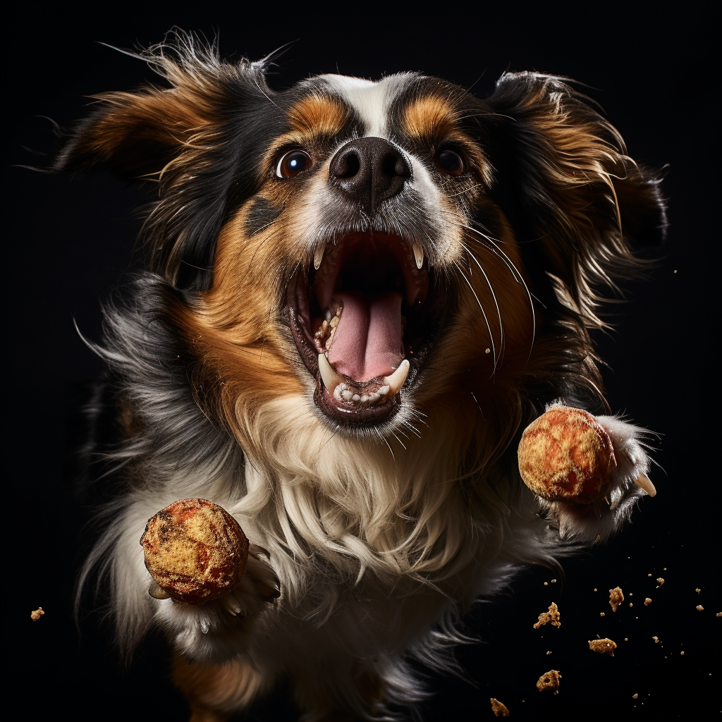 Dog catching treat in mouth