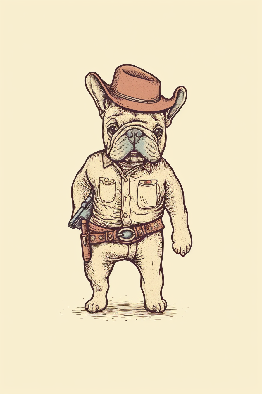 Dog Cowboy Pistol Outfit Cartoon