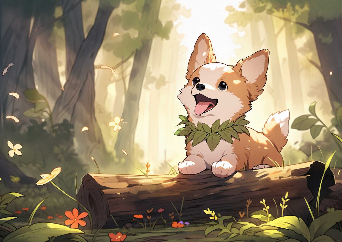 Cute dog in a forest