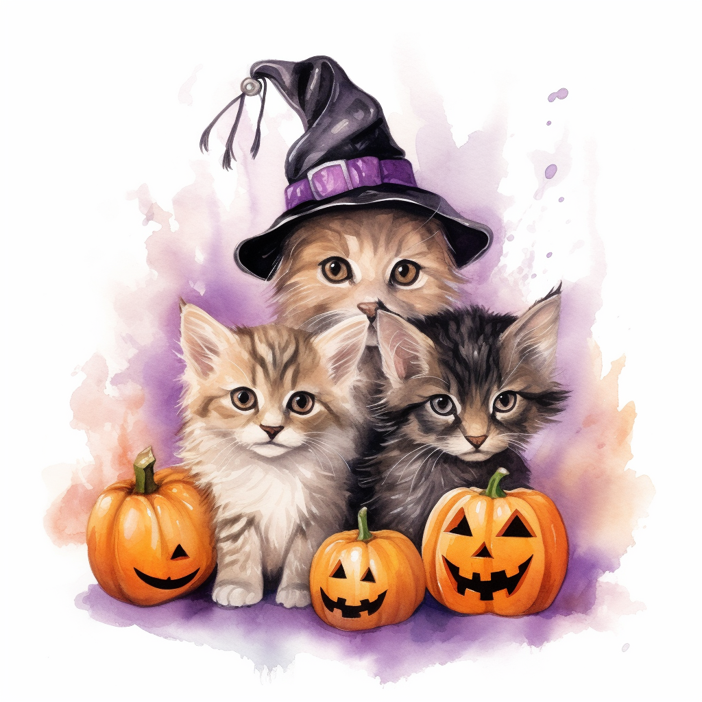 Cute dogs and cats in Halloween costumes