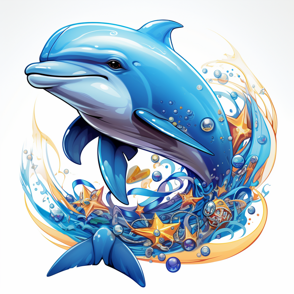 Cute dolphin in Ed Hardy style