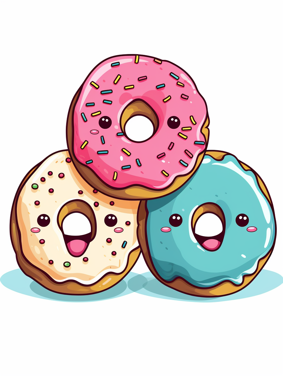 Cute donuts illustration on white background