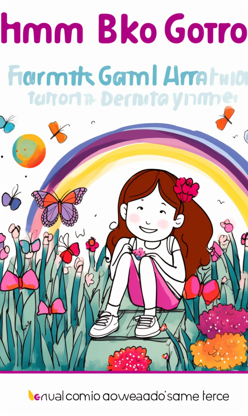 Excited girl dreaming about future in colorful garden