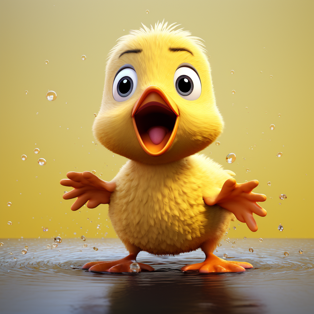 Little cute duck with surprised look