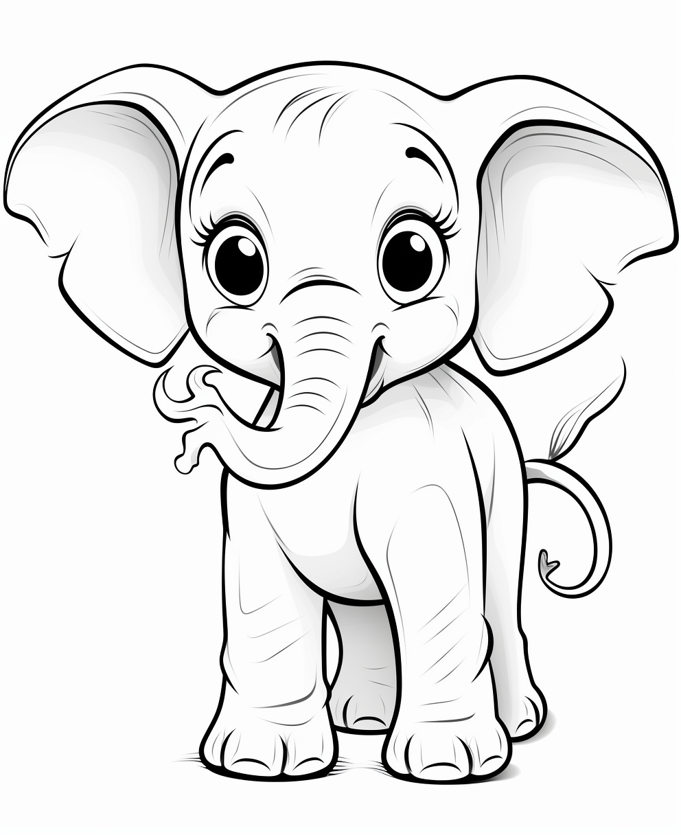 Cute baby elephant coloring page