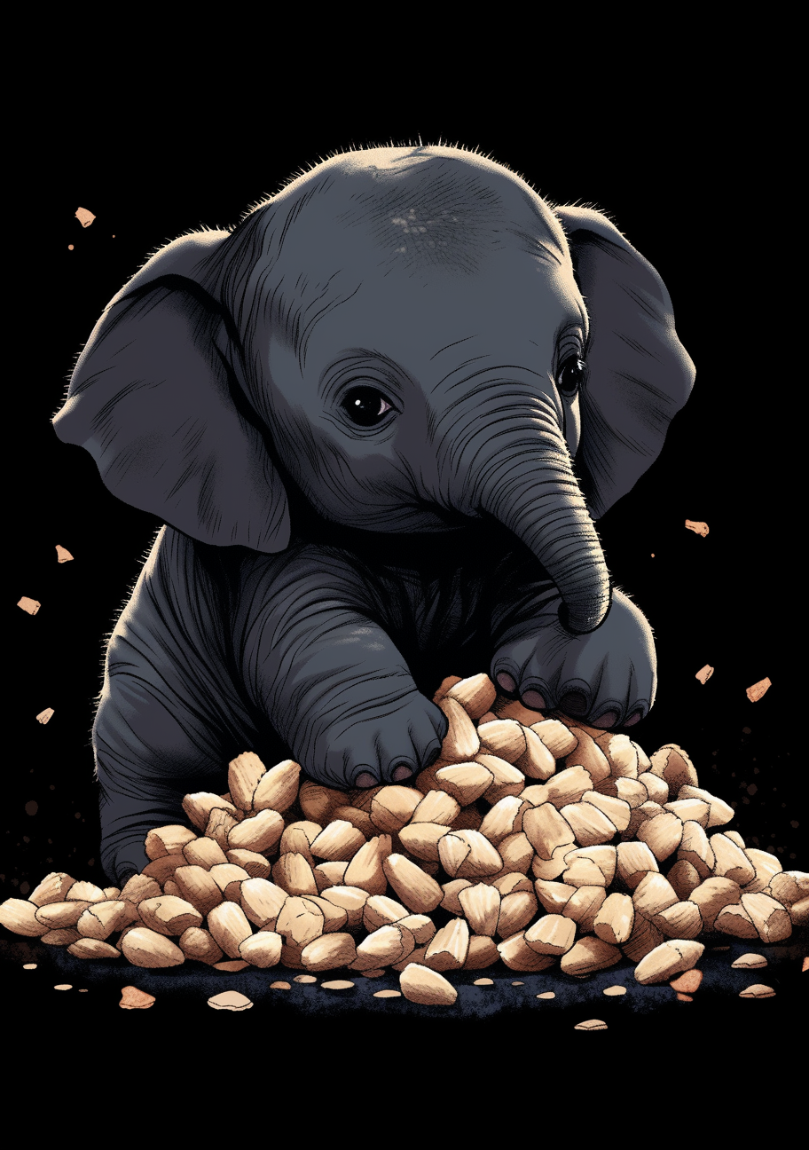 Adorable elephant enjoying a peanut