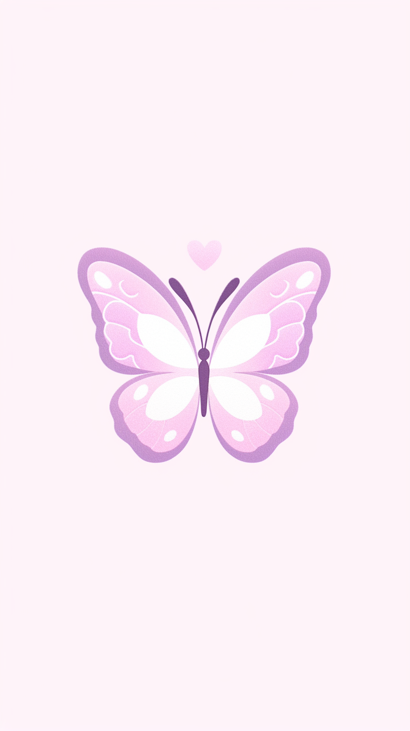 Cute embroidered butterfly on purple, pink, white background