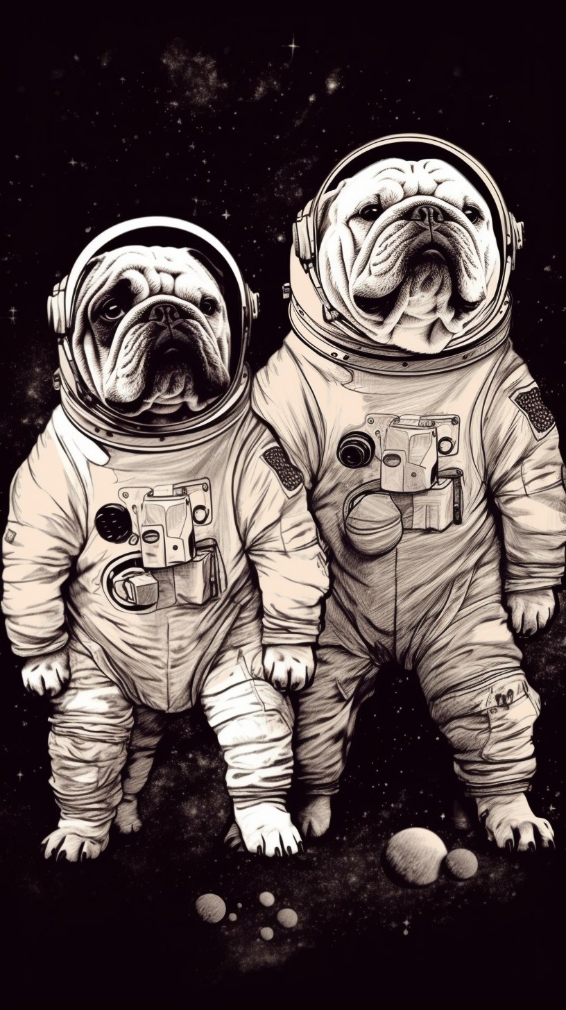 Adorable English Bulldog Astronaut on Moonscape