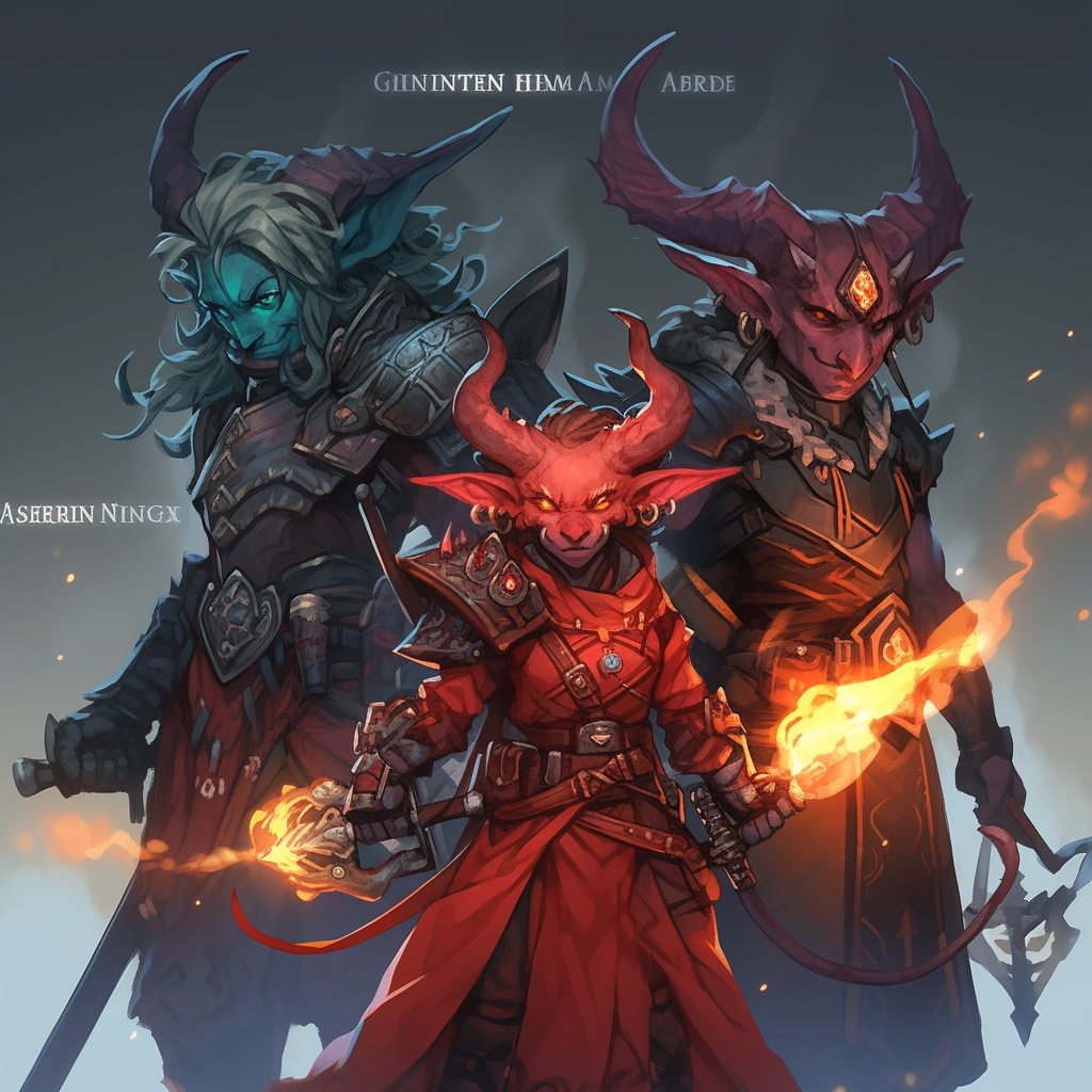 Cute tiefling artificer champions illustration