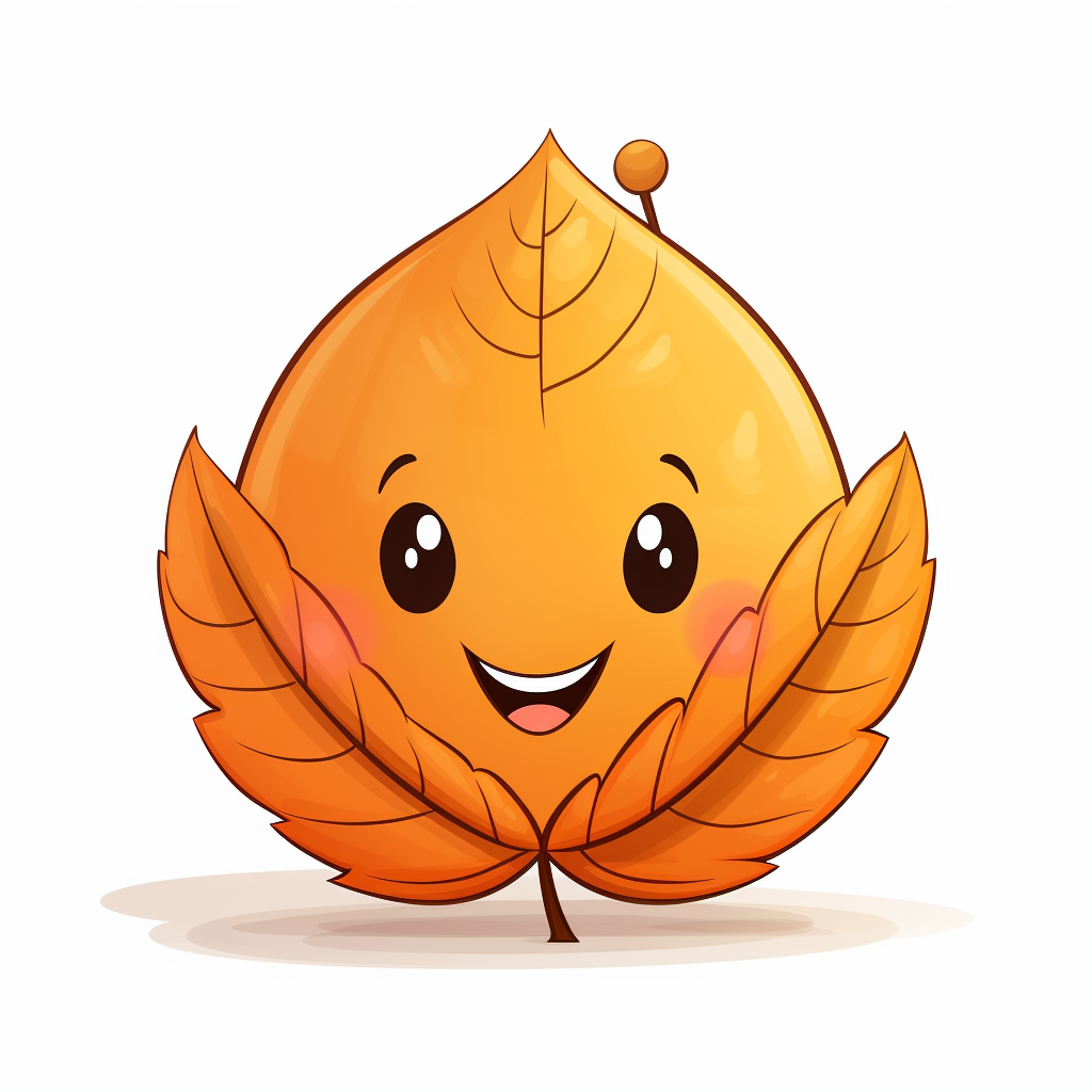 Cute fall cartoon leaf on white background