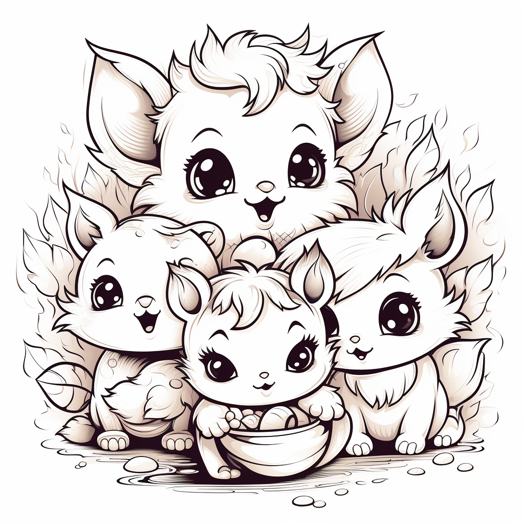 Cute fantasy animal coloring page