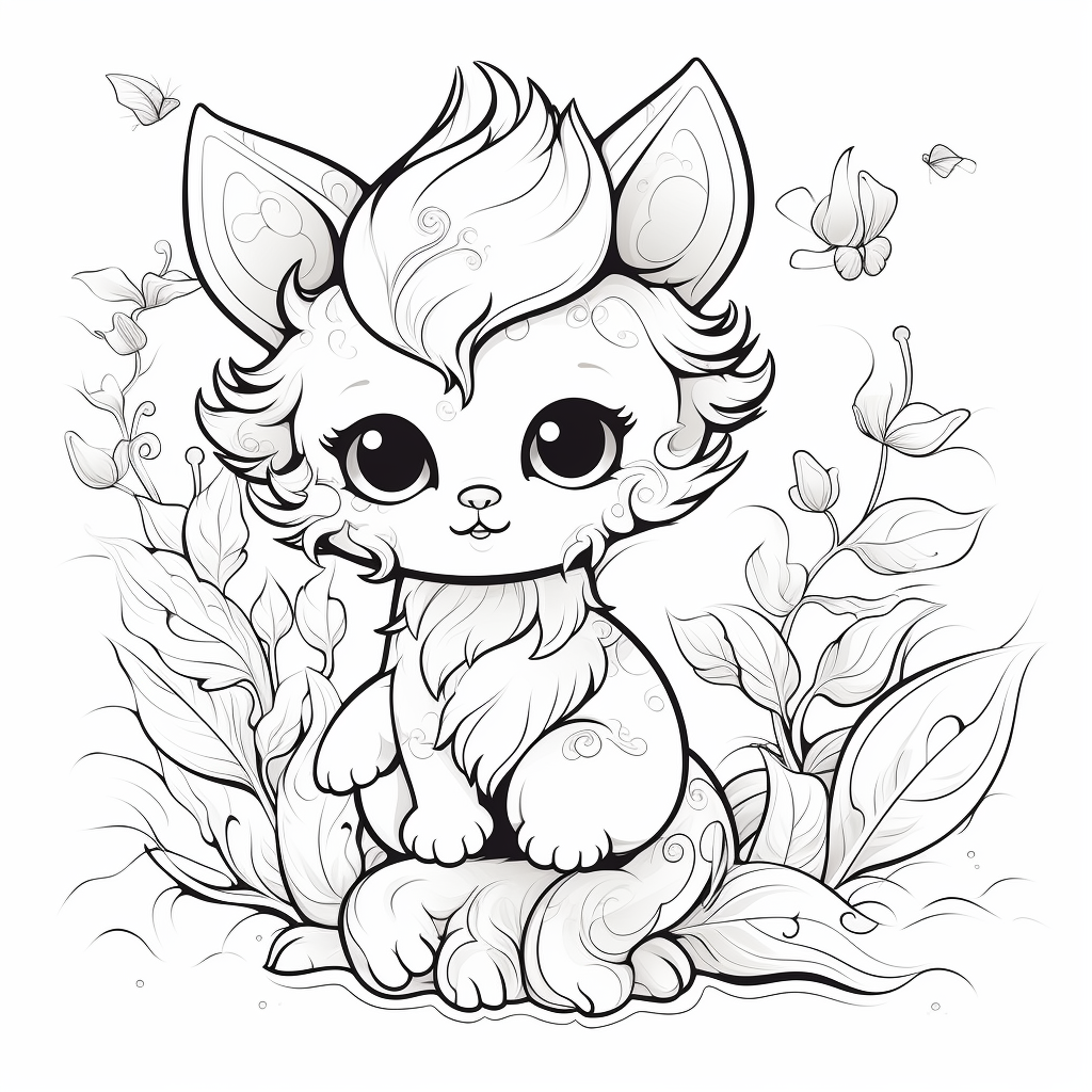 Cute fantasy animal coloring page