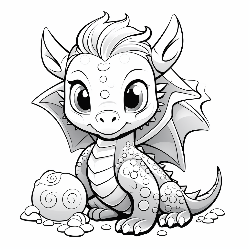 Cute fantasy animals dragon coloring page