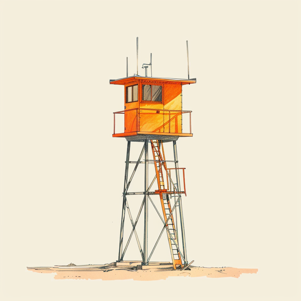 Cute fire tower drawing art