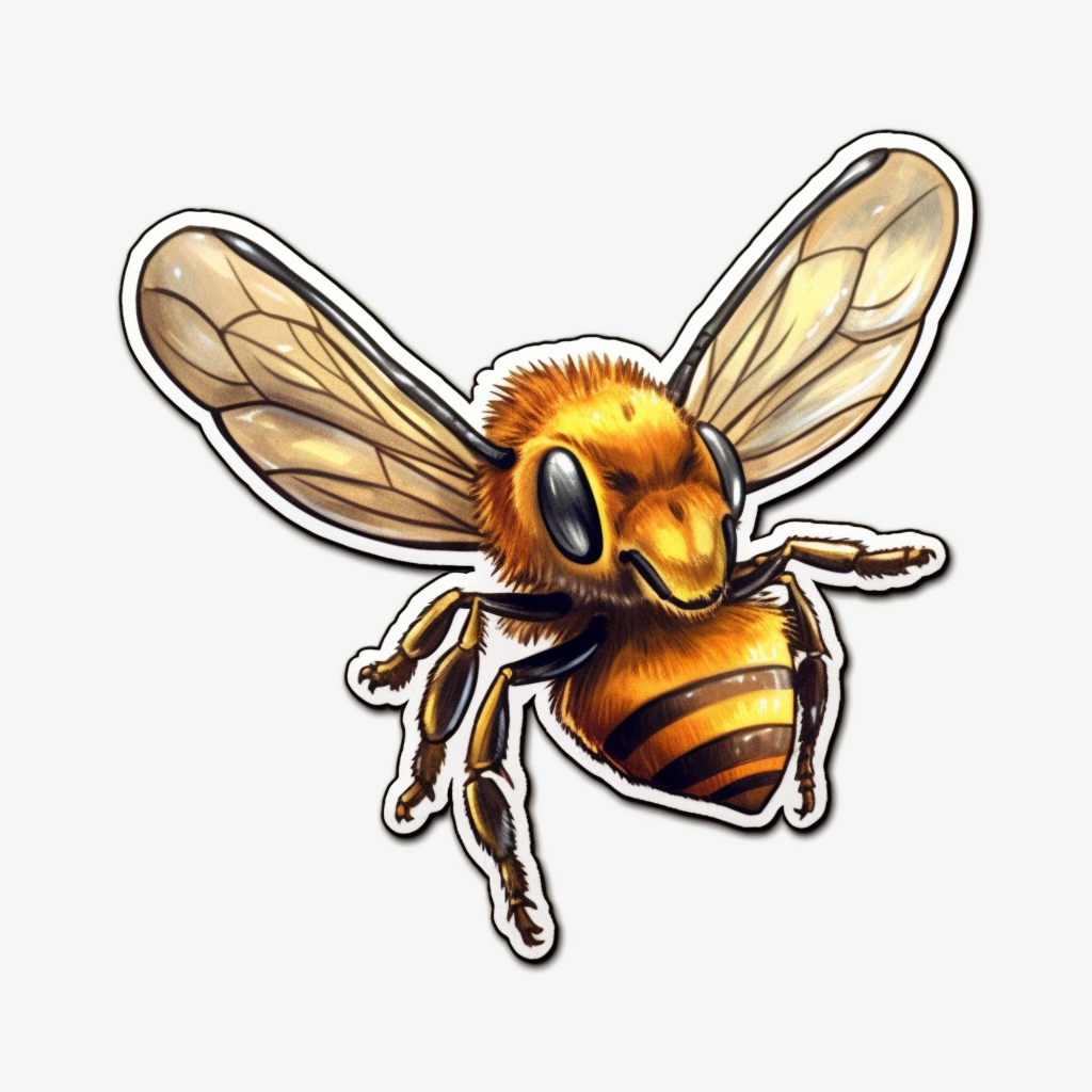 Cute flying honey bee profile view