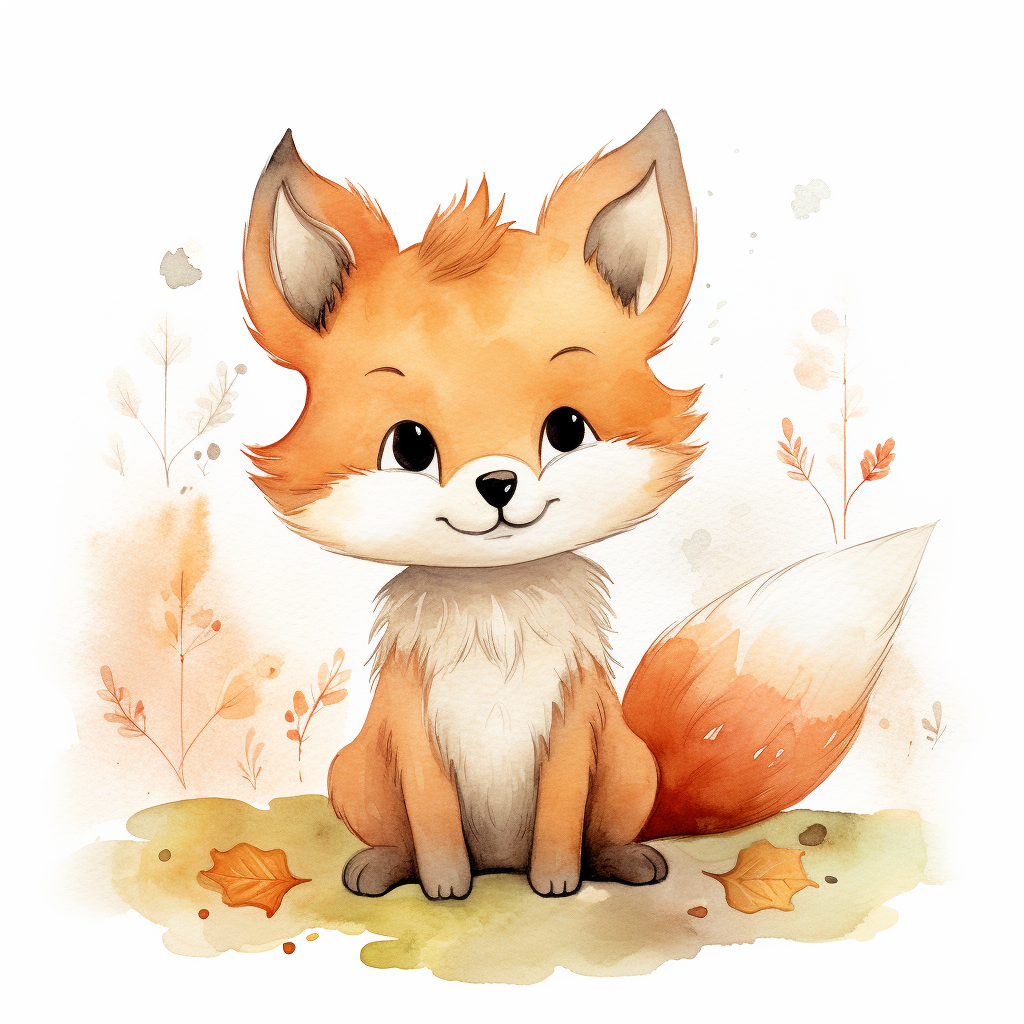 Cute fox children's book illustration