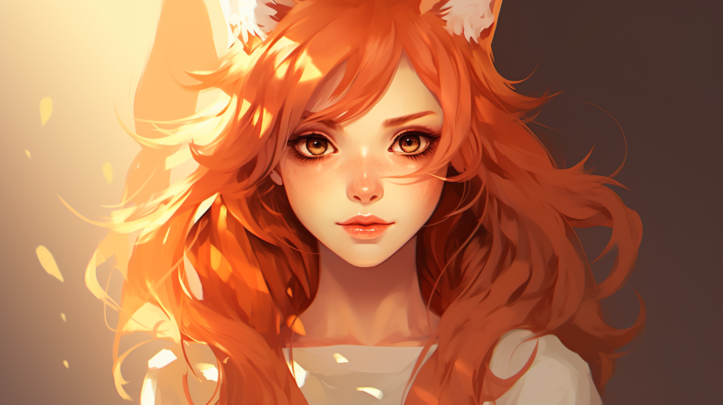 Cute fox girl with vibrant expression