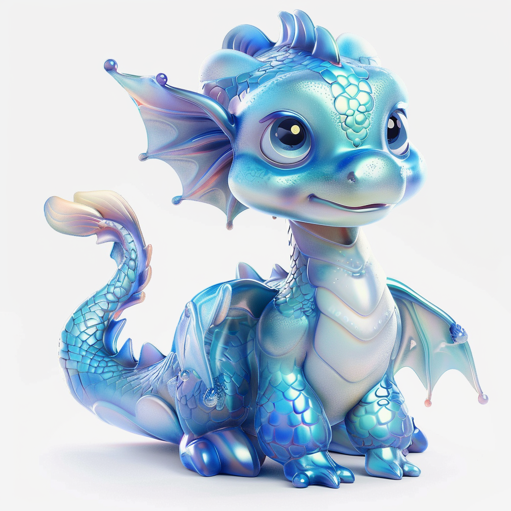 Cute friendly blue dragon cartoon