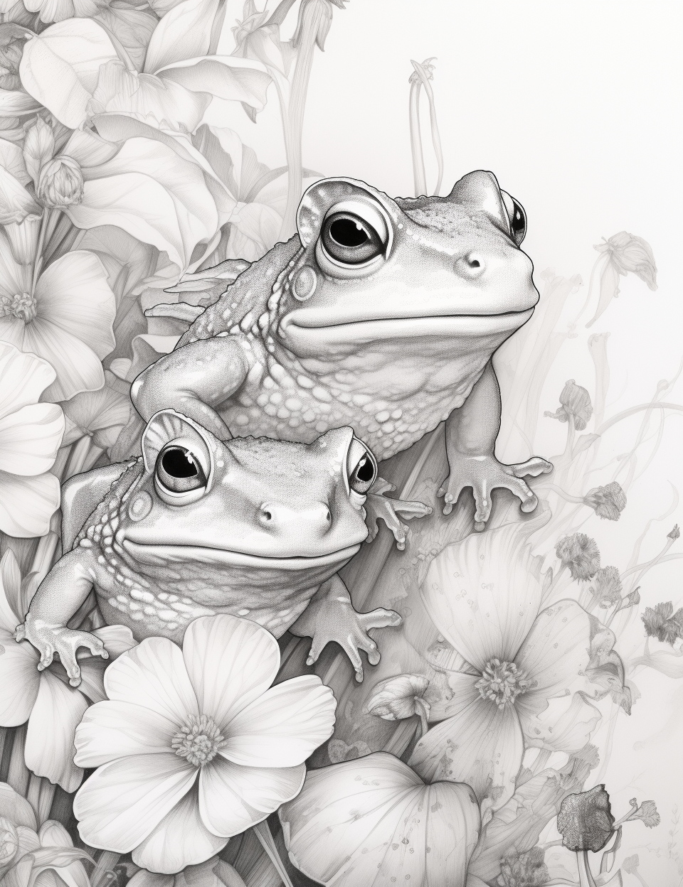 Two cute frogs in a woodland forest