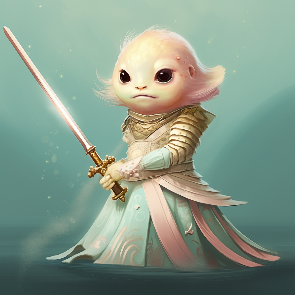 Cute fish holding a lightsaber