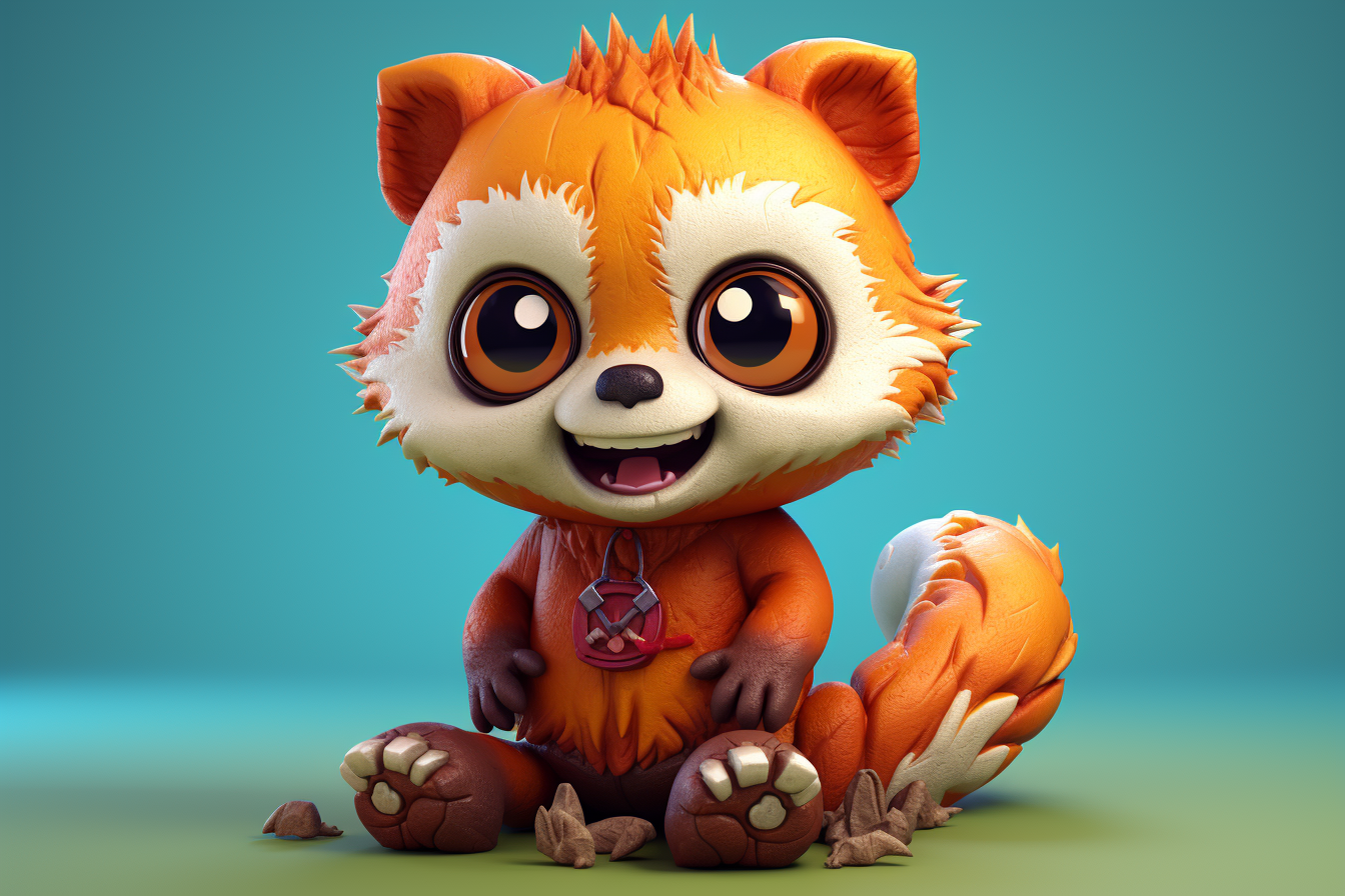 Cute funny zombie red panda character image