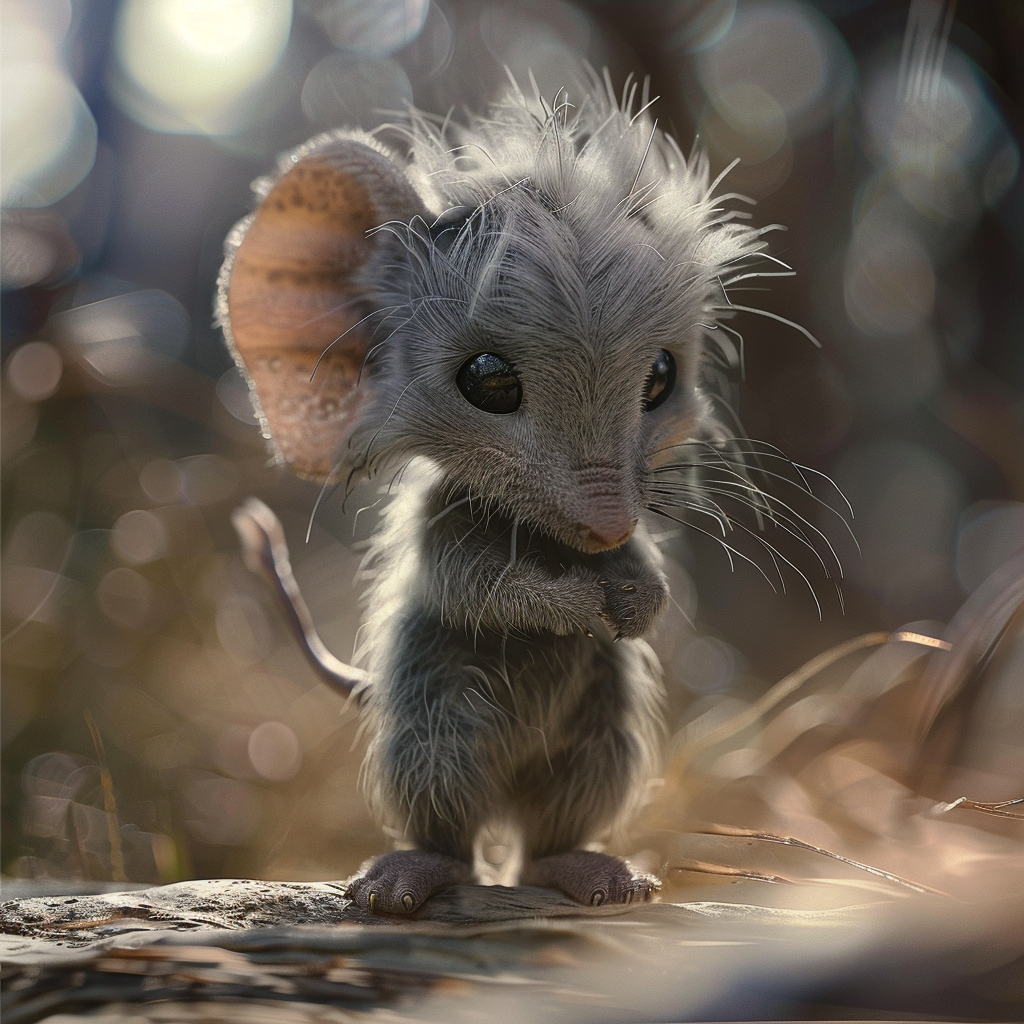 Cute mouse-sized furry elephant