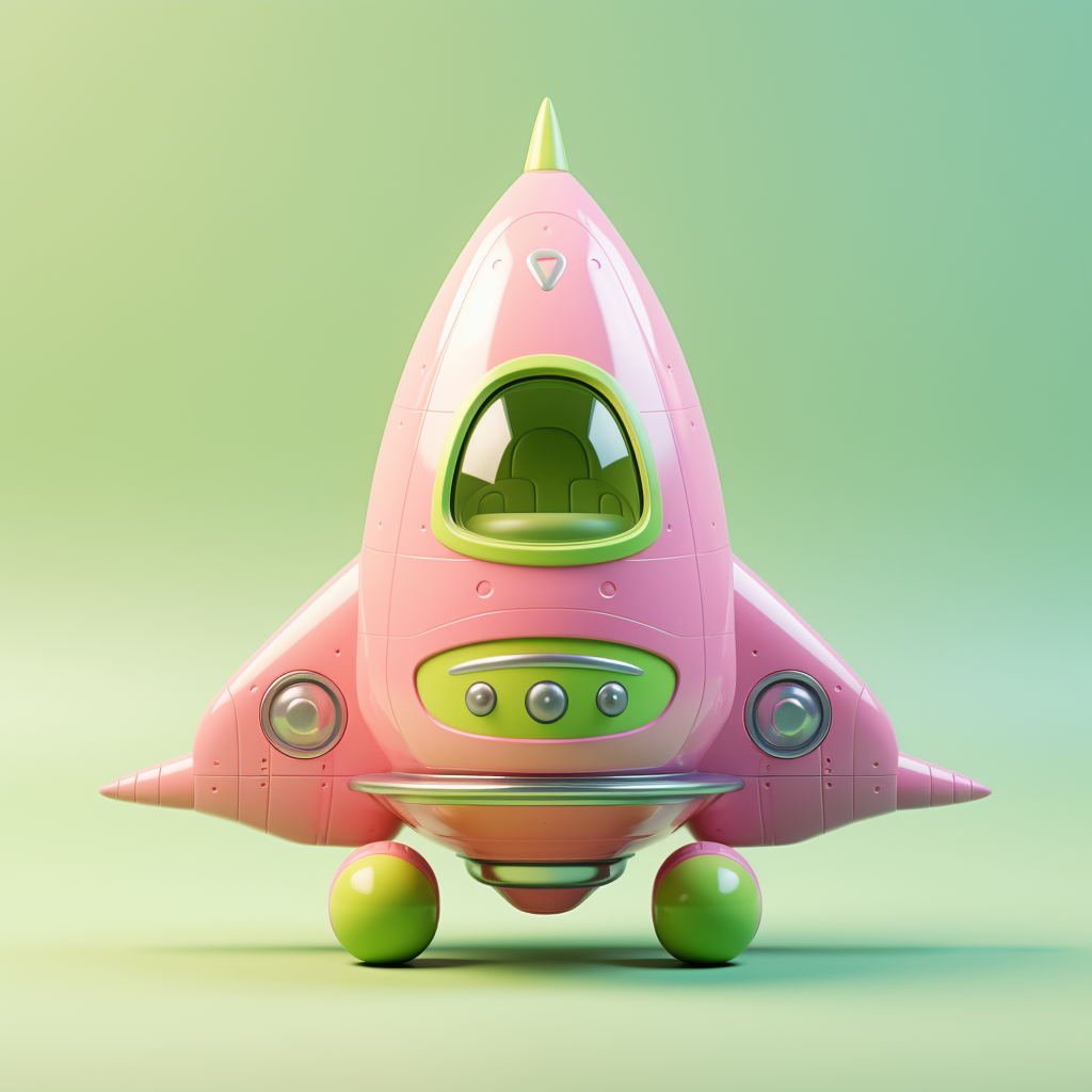 Adorable spaceship characters with fuzzy texture