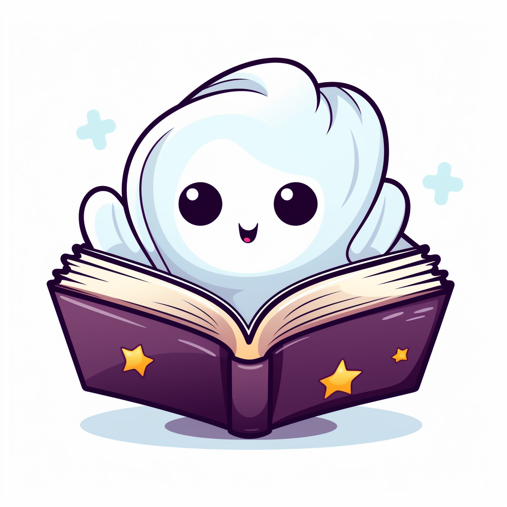 Cute ghost reading book doodle