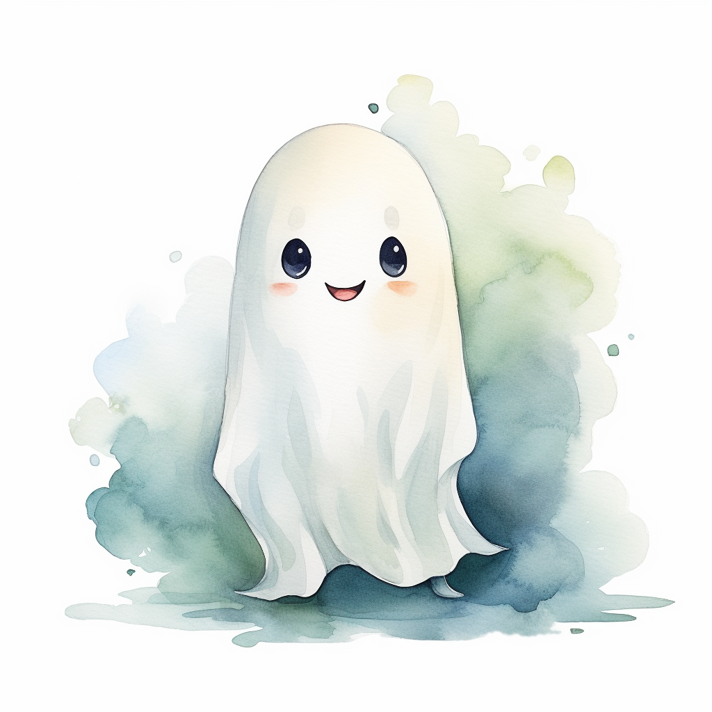 Cute ghost watercolor illustration for children's book