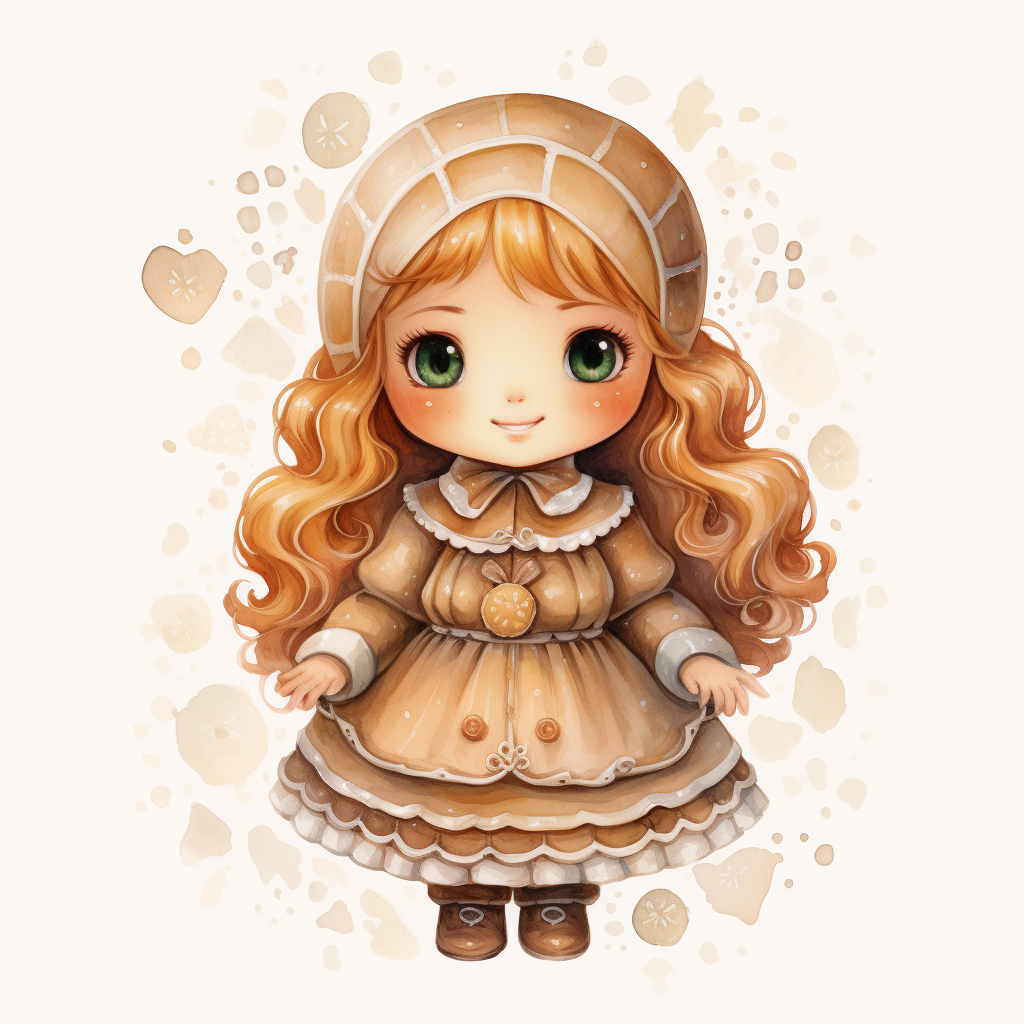 Glossy watercolor cute gingergirl cookie