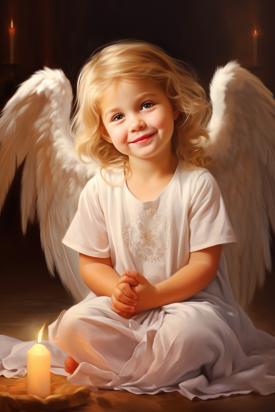 Cute girl baby angel with smiling face