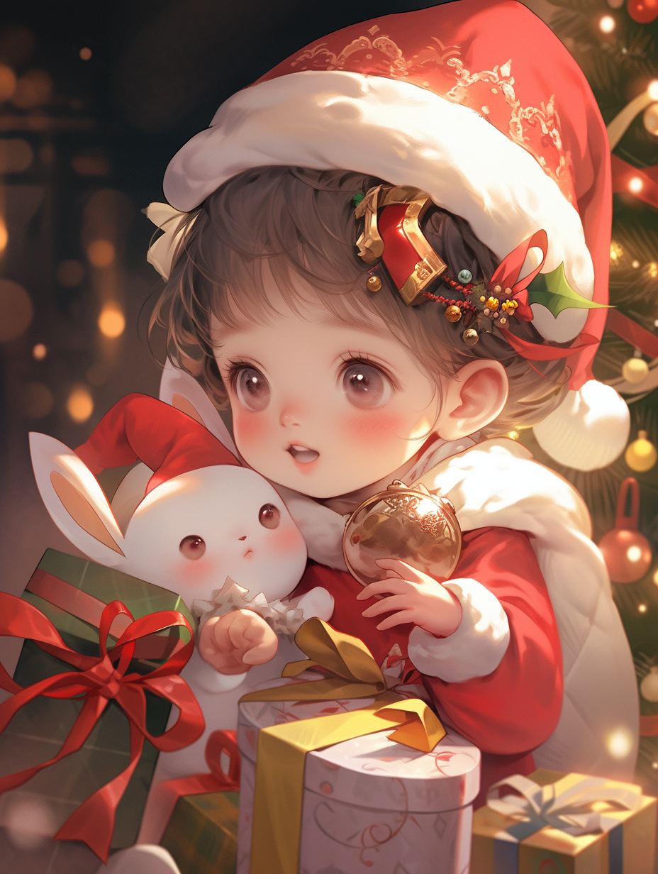 Adorable little girl in Christmas costumes  ?