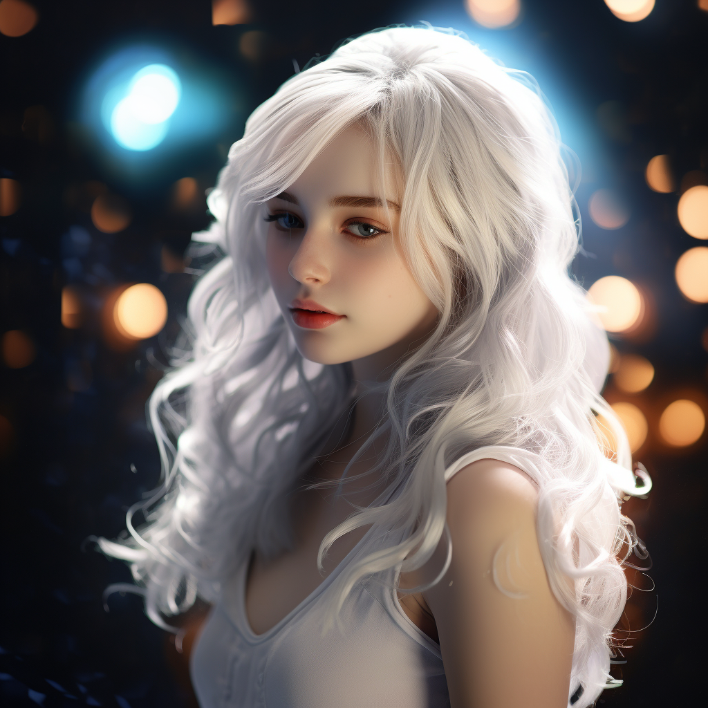 Cute girl with white hair in full body shot