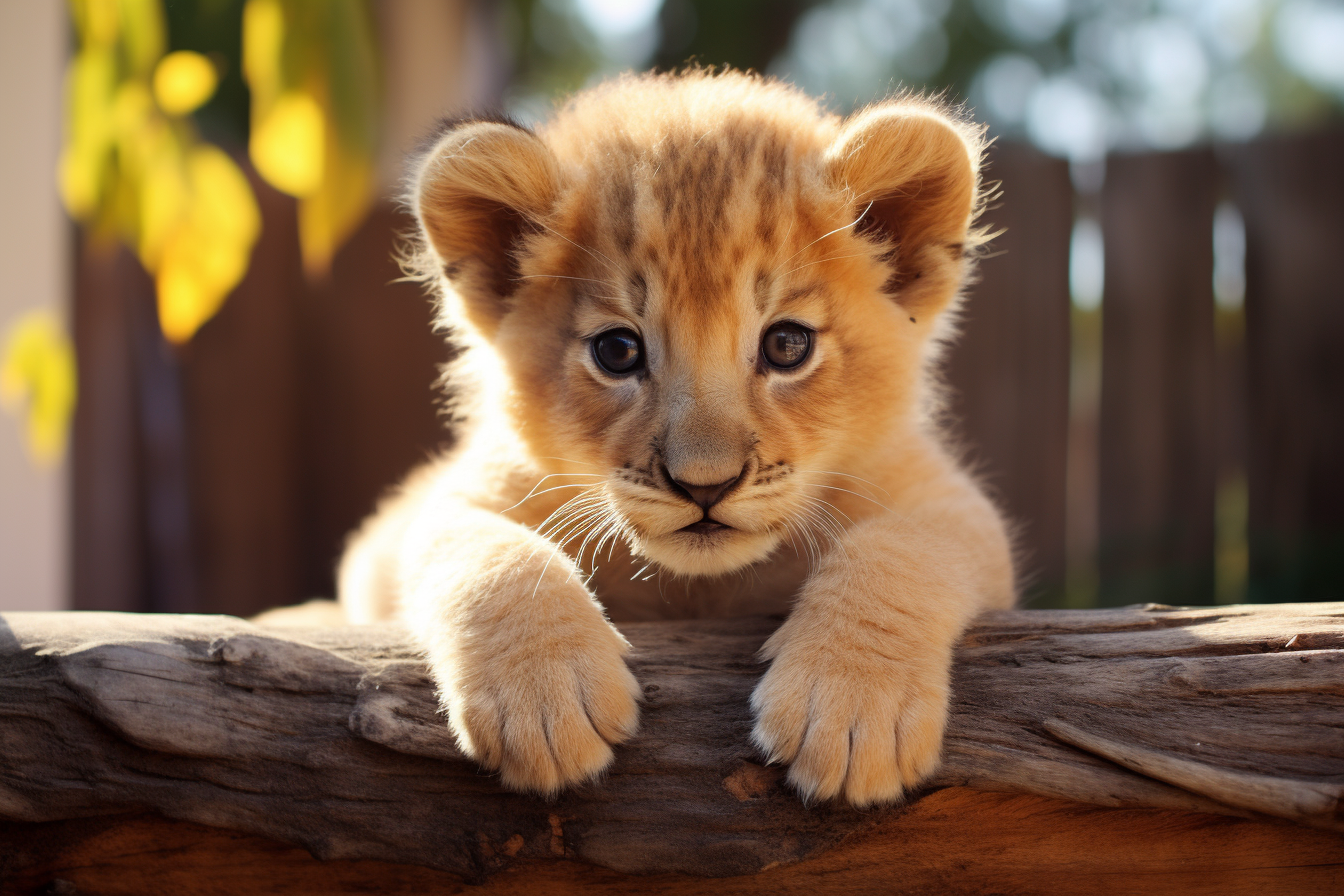 Adorable golden lion with a cute expression