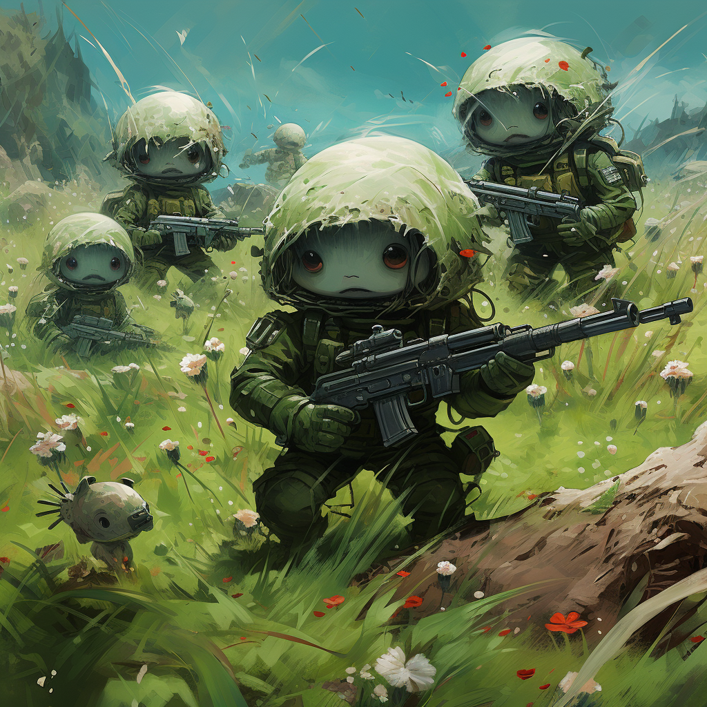 cute soldiers in grassy ghillie suits