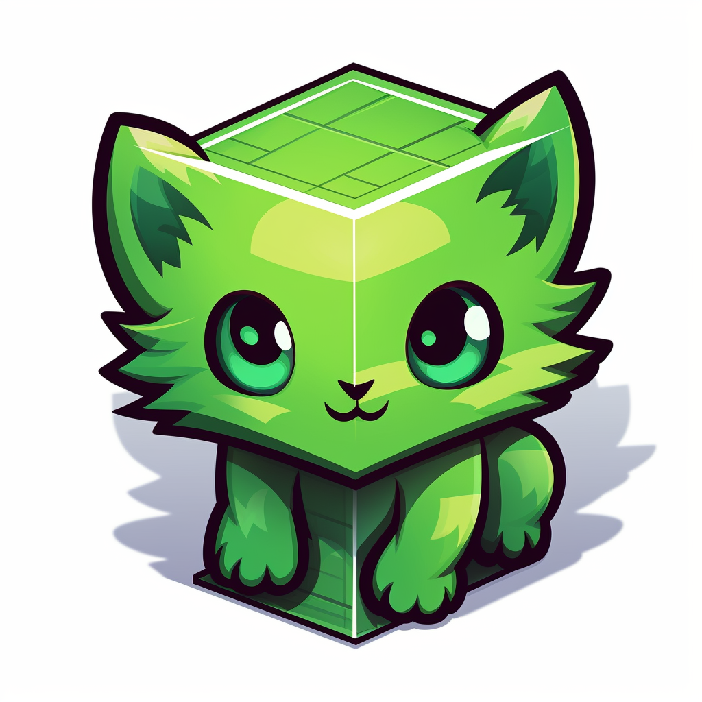 Pixelart cute green cube animal