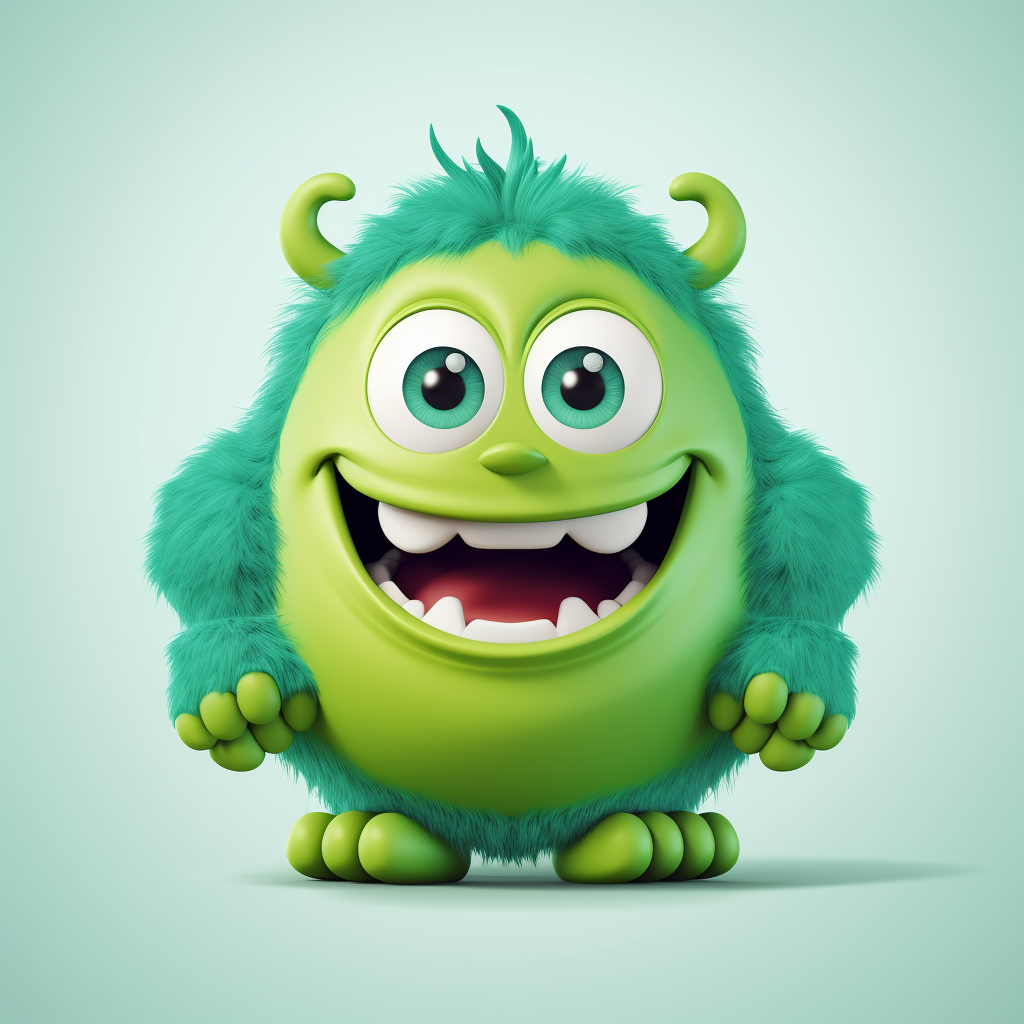 Adorable green monster character illustration