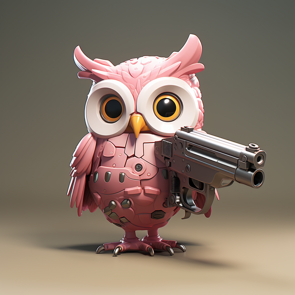 Cute gun blushing with kawaii cartoon eyes