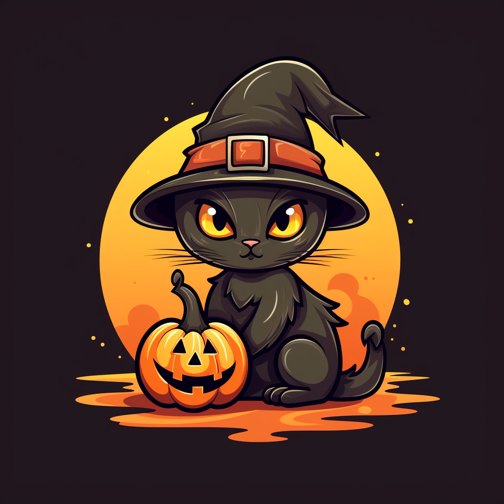 Cute Halloween Cat Vector Sticker