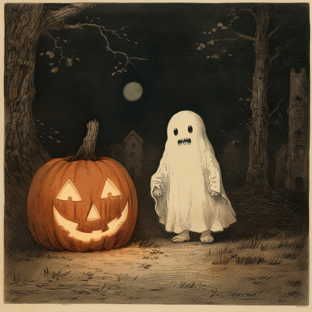 Adorable Halloween ghost etching