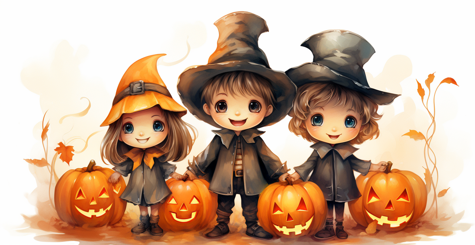 Adorable Halloween art on white background