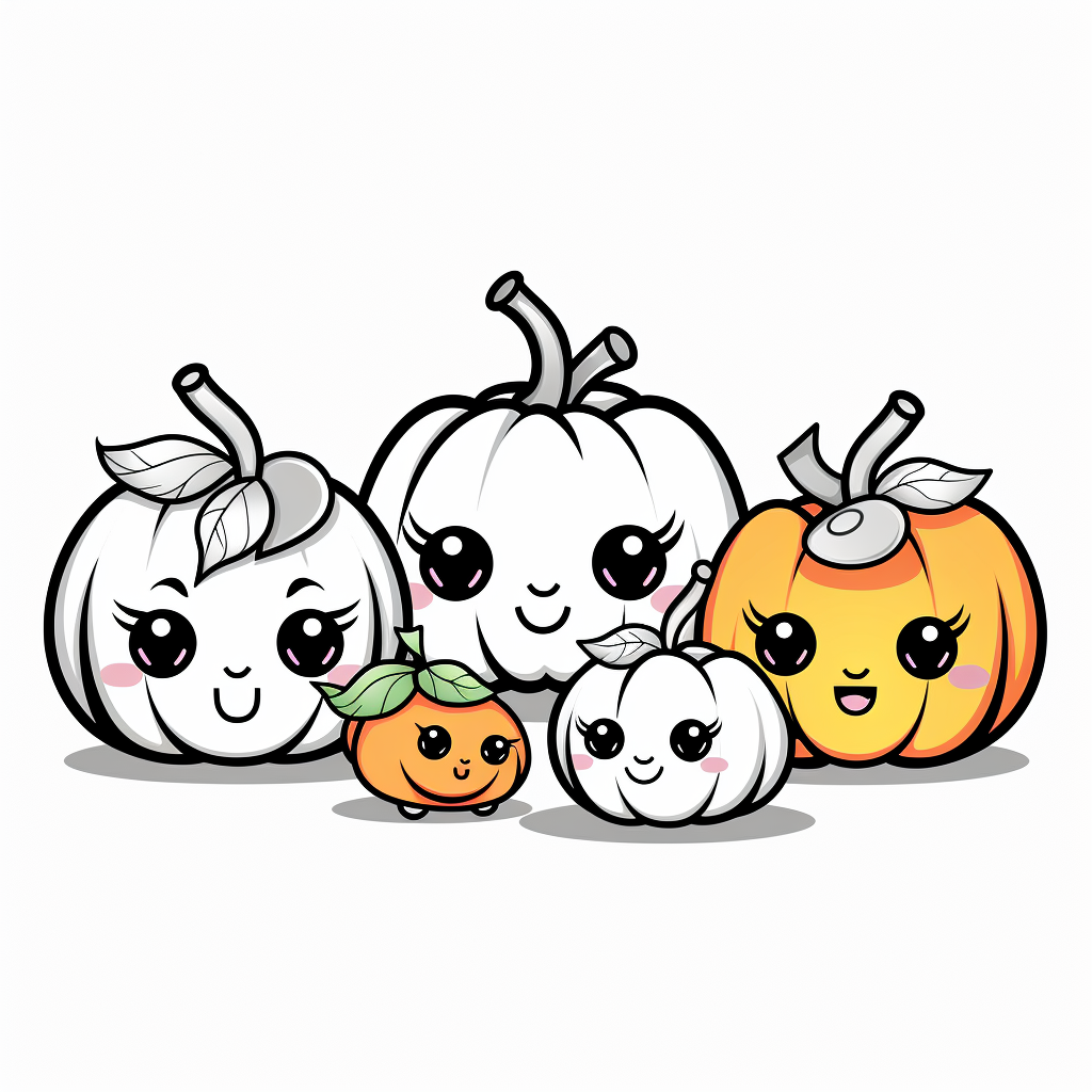 Cute Halloween pumpkins coloring page