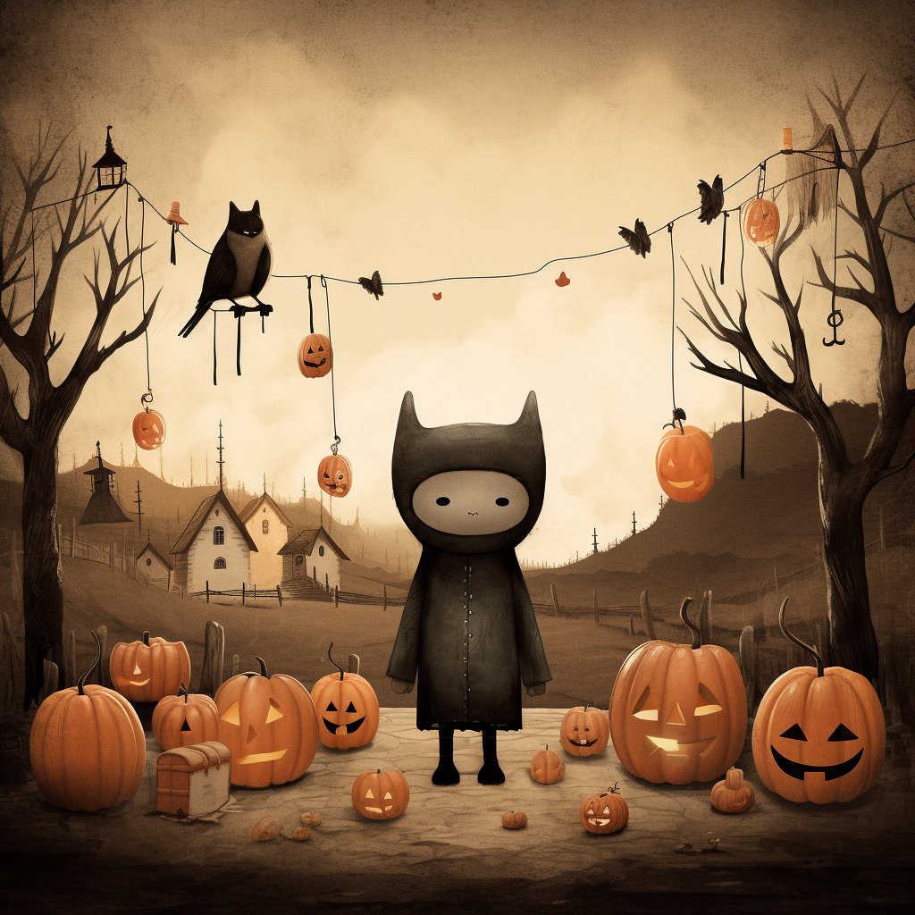 Adorable Halloween scene with toddler